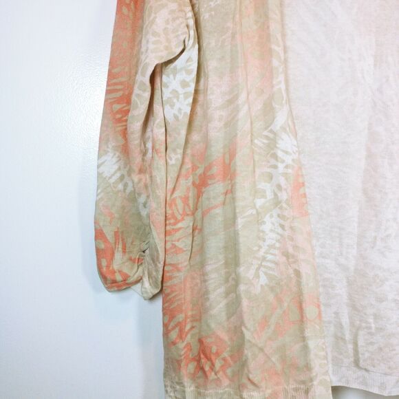 Chicos Animal Print Coverup Linen blend Cardigan sweater thin light XL 3 - Picture 2 of 4